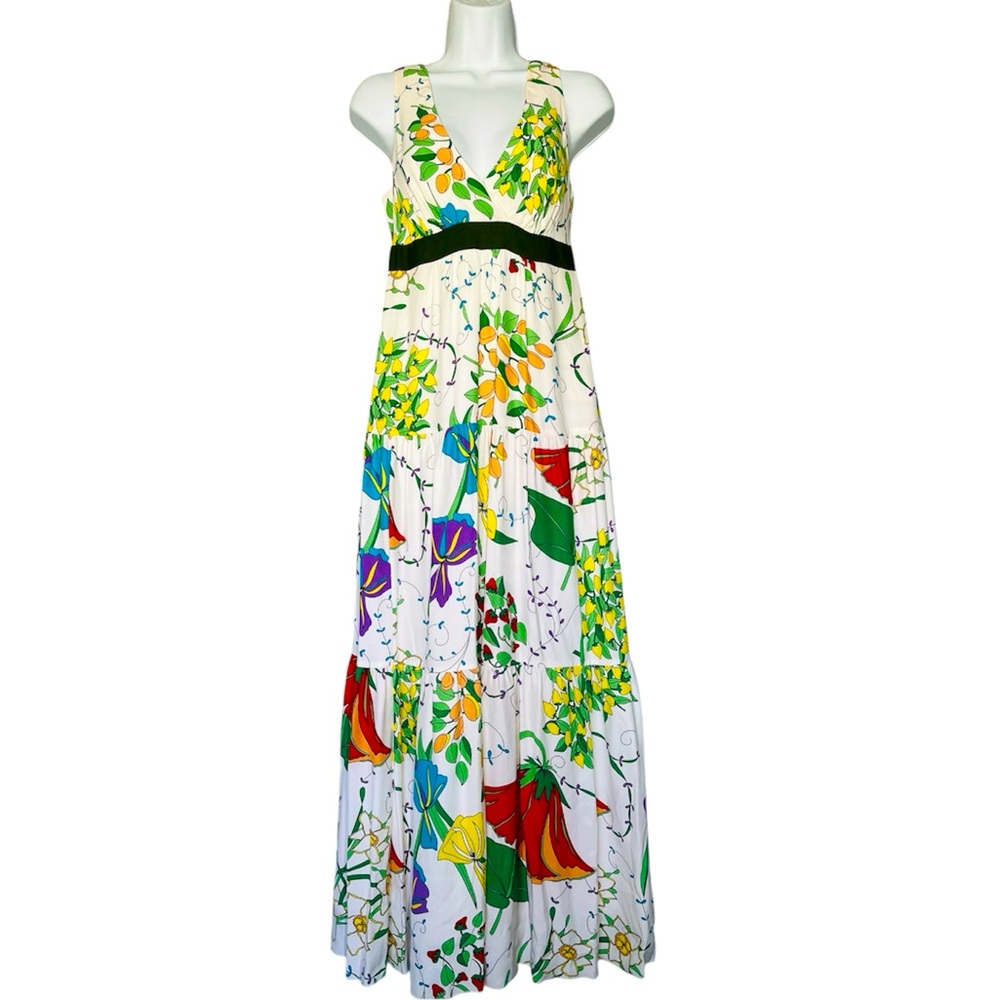 Anthro Leifsdottir Silk Maxi Dress Floral Boho Cottagecore Wedding Guest